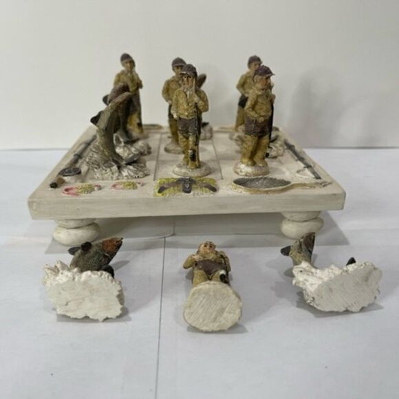 hen-feathers tic tac toe fishing table decor accents home fisherman fish ceramic - Picture 6 of 8